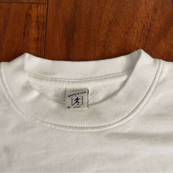 NEW SPORTY & RICH DRINK MORE WATER WHITE CREWNECK SWEATSHIRT SZ EXTRA SMALL XS - Picture 5 of 8